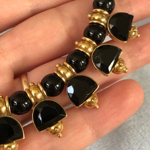 Vintage Victorian inspired Black Jet Bolsom necklace Jet Glass Collar Necklace