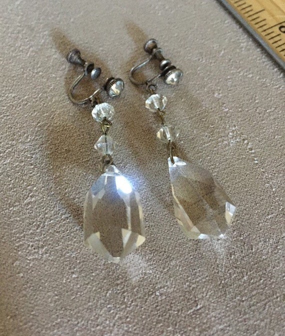 Antique Rock Crystal earrings Large Art Deco Earr… - image 4
