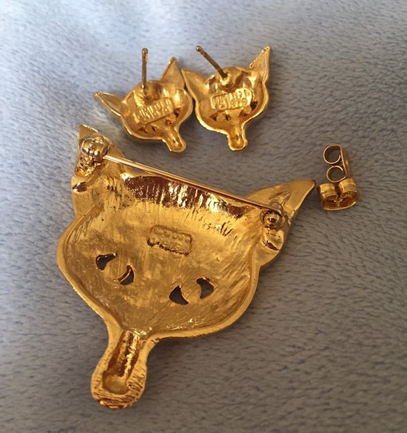 Vintage 1978 Mimi Di N Gold-plated Fox Brooch and Earrings Set - Etsy