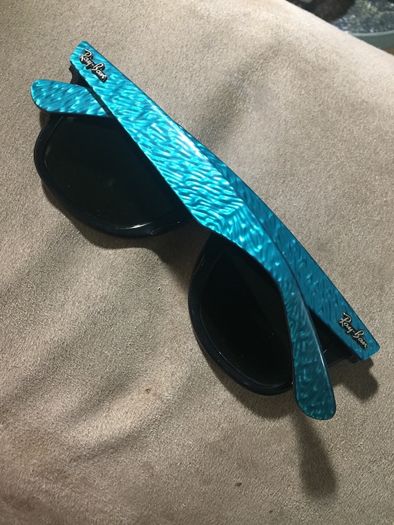 B&L RayBan Glasses USA Wayfarer Turquoise Black - image 8