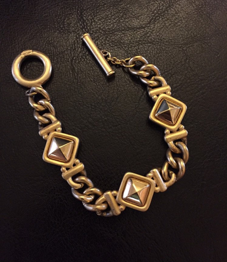 Vintage Pyramid Givenchy Bracelet Matte Brushed Gold With - Etsy