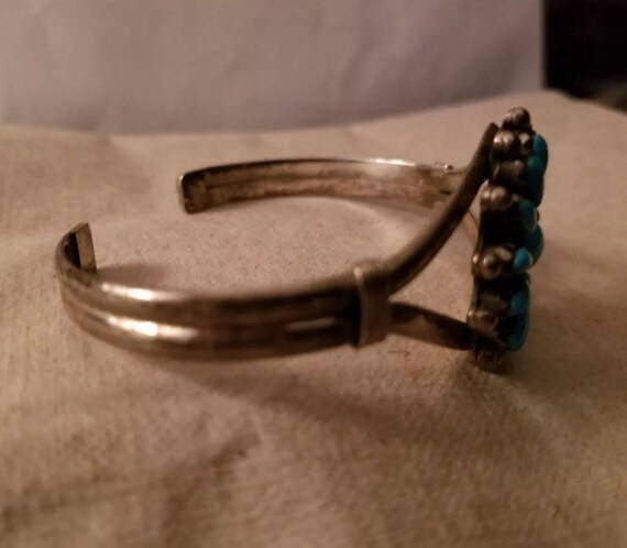 Zuni Turquoise Sterling silver cuff Bangle Bracel… - image 6