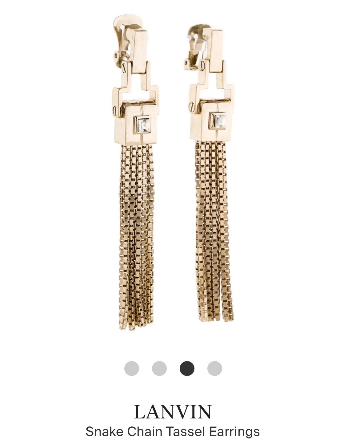 Vintage Lanvin Pompons Crystal Snake Chain Tassel Earrings Vintage Lanvin Pompons Crystal Snake Chain Tassel Earrings