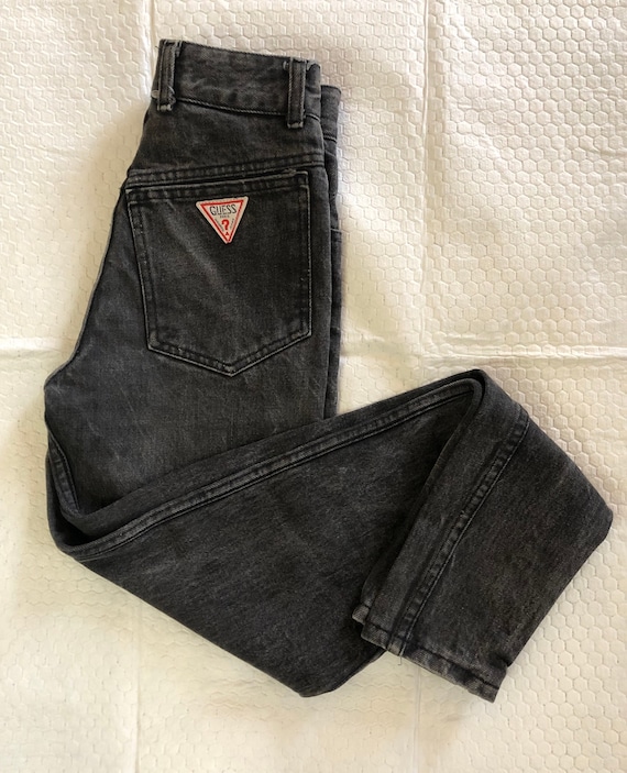 パンツ 90s vintage GUESS baggy black denim Vintage 90s GUESS USA Workwear Faded Black Carpenter Utility