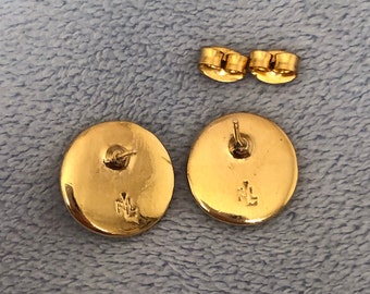 Vintage Ralph Lauren 14K Gold Stem RLL Logo Earrings for Pierced
