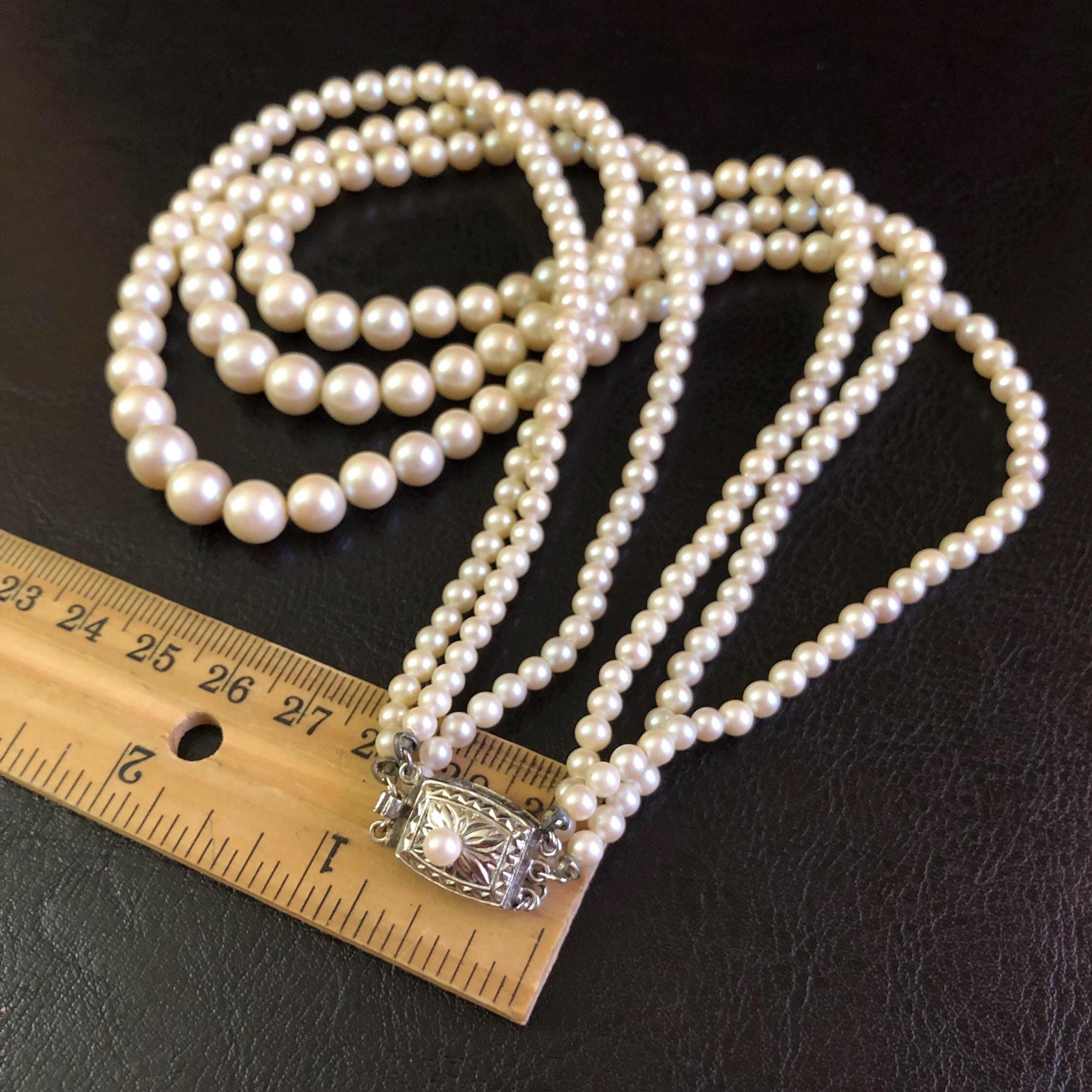 Art Deco Antique Triple Strand Japanese Geniune Graduated
