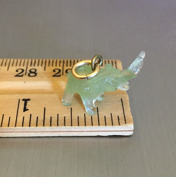 Tiny Art Deco Translucent Carved Green Agate Elep… - image 5