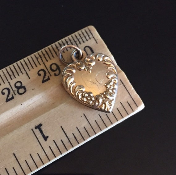 Victorian Ornate Puffy Heart Pendent charm W/Turq… - image 5