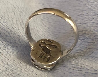 Bague Scarabée égyptien Antique En Argent Massif – Longueur 2 Cm – Occasion