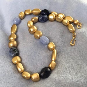 Lauren Ralph Lauren Matte Gold Toned Pebbles Necklace W/Hook Clasp 17”