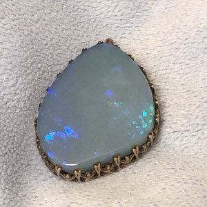 Beautiful Antique Austro Hungarian Gold washed Sterling Opal Large Pendent