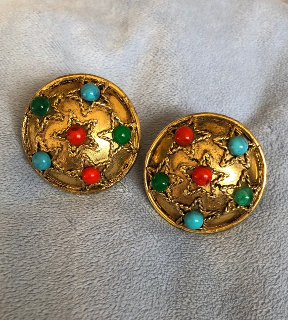 Vintage Star Shield French clip on earrings - image 5