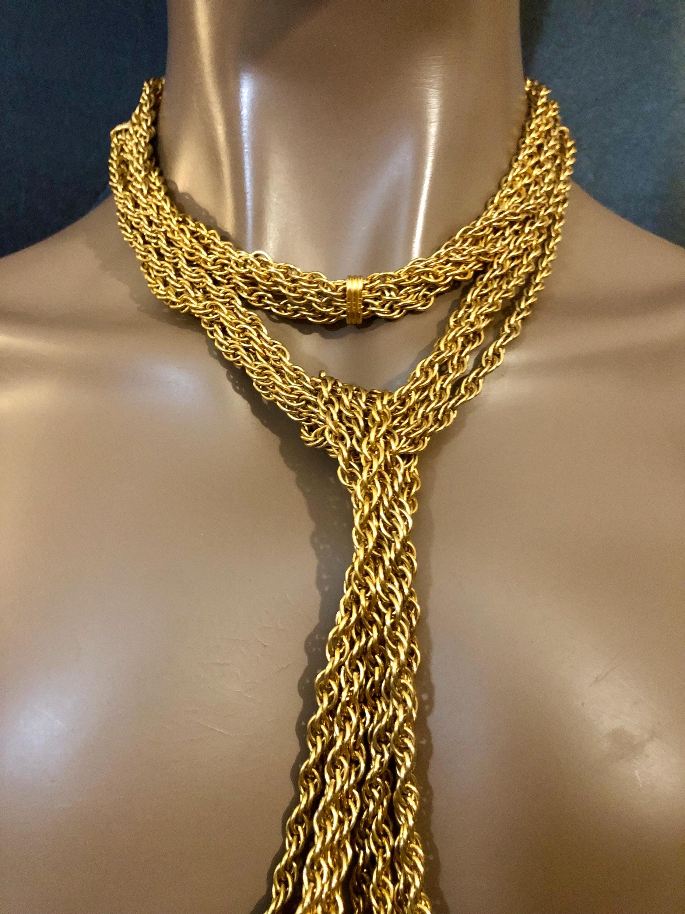 ヴィンテージ YSL タッセルチェーンベルトネックレス、イヴ・サン