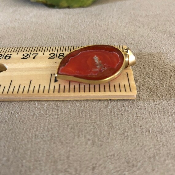 Vintage 18K Gold Carved Red Coral Rose Cameo tear… - image 5