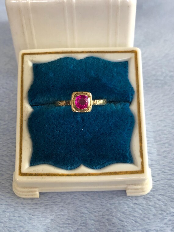 Victorian 14K Solid Gold Ruby Ring Child's Ring S… - image 8