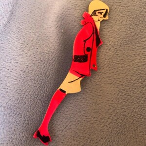 Art Deco Whimsical Celluloid Flapper pin brooch (missing Puppy)