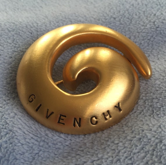 Large Givenchy Matte Gold pin brooch - image 3