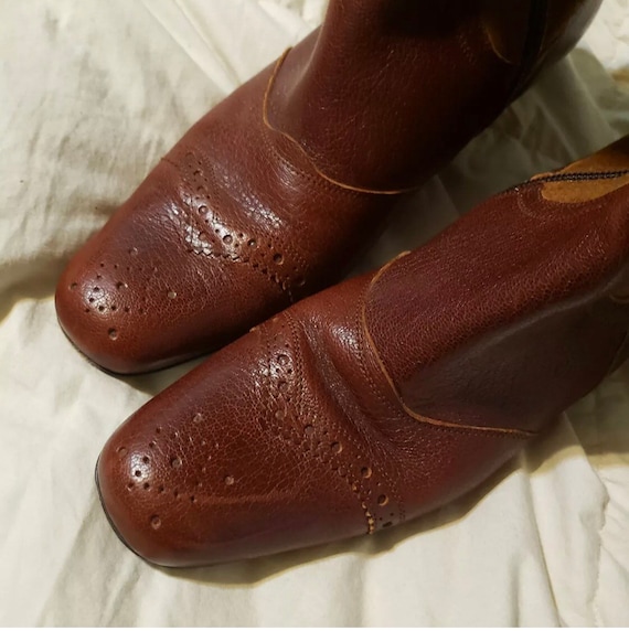Vintage Oxford style Vero Cuoio Tall Brown Boots … - image 1