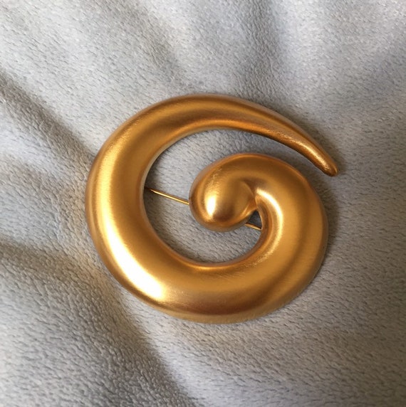 Matte Brushed Gold modernist large swirl Monet bro