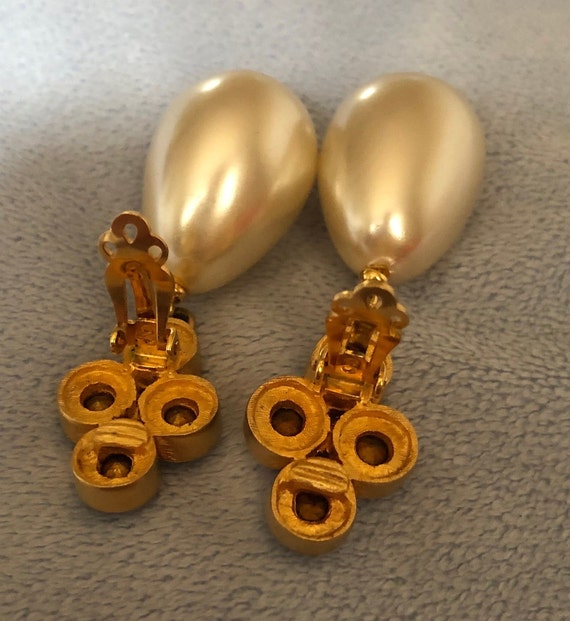 French Bijoux Gripoix Matte God toned Earrings W/… - image 3