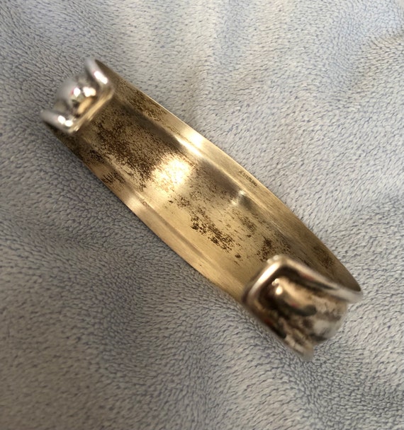 1960 Sterling Silver Plain Solid Cuff Bangle - image 2