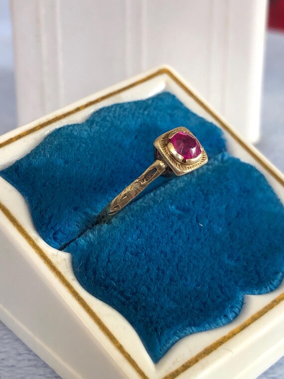 Victorian 14K Solid Gold Ruby Ring Child's Ring S… - image 6