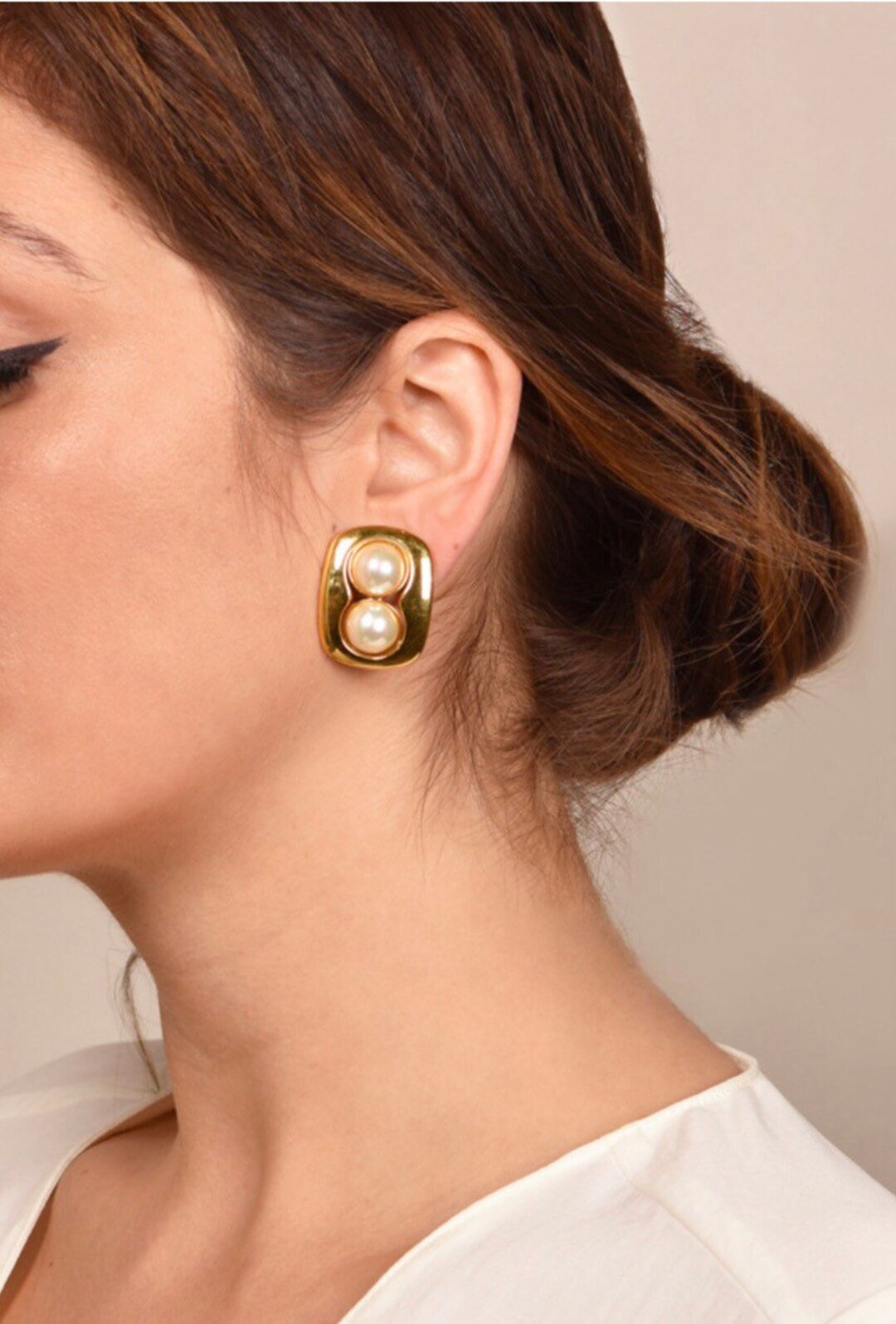 Vintage 1991 Collection Gucci Clip on Double Pearl Gemini - Etsy