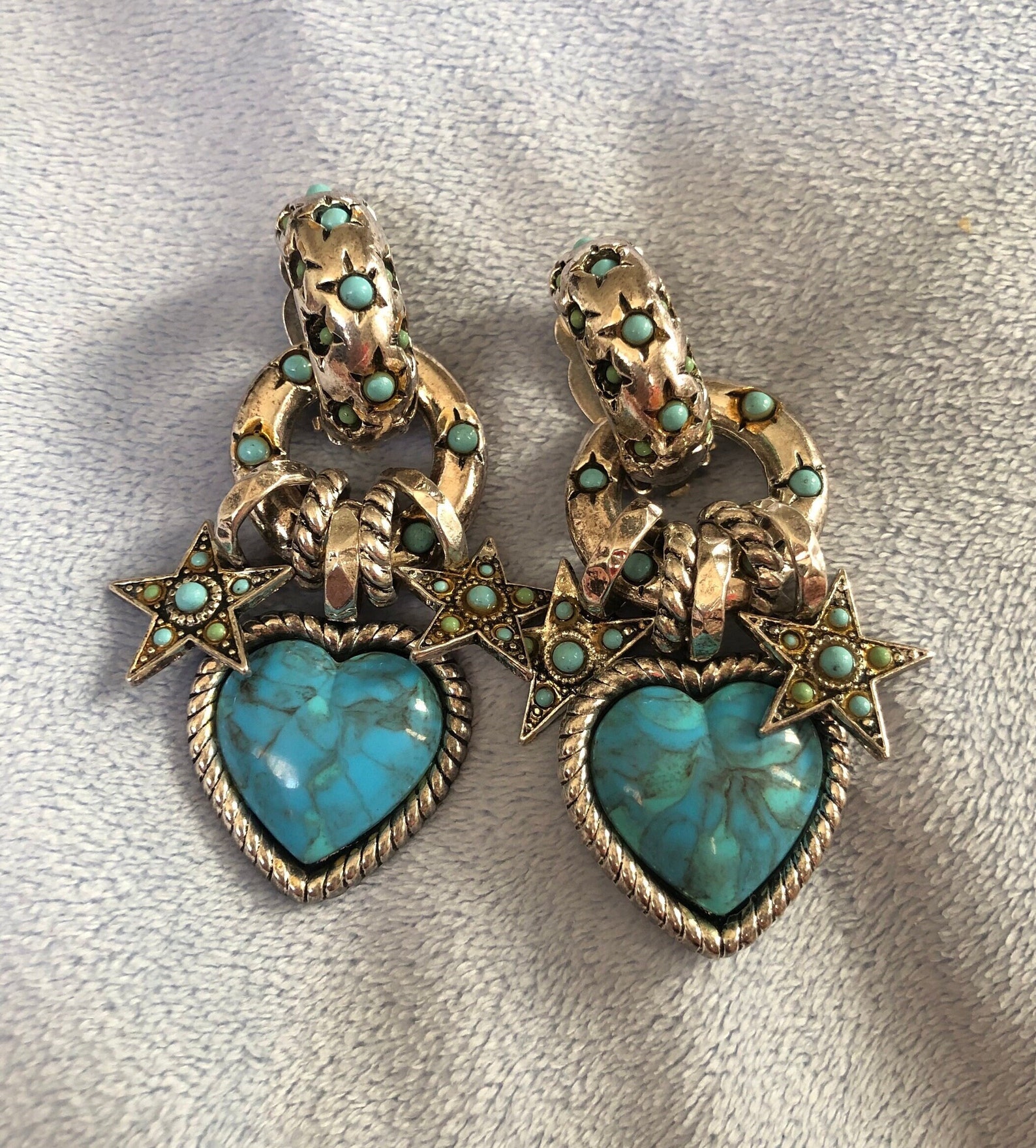 Boucles D'oreilles Zoe Coste - Dormeuses étoiles Dorées Et Perles Bleues - Occasion