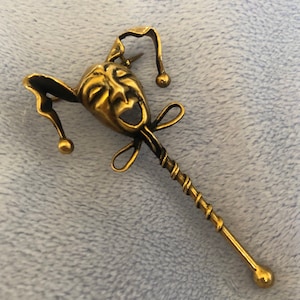 Antique Whimsical harlequin Jester Joker Pin Brooch