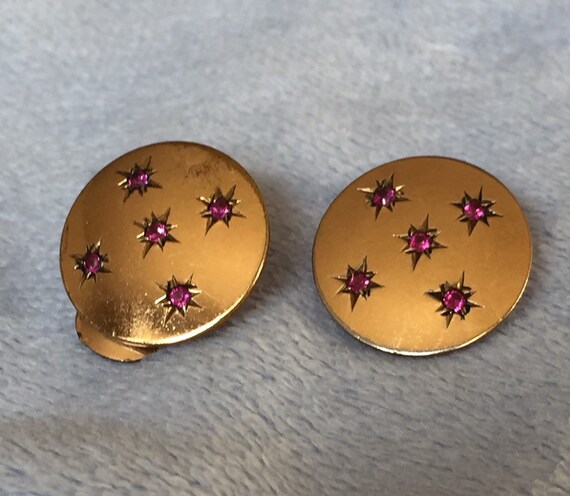 Art Deco Older Coro earrings Etched Stars 1/20 12… - image 4
