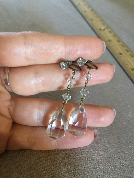 Antique Rock Crystal earrings Large Art Deco Earr… - image 7