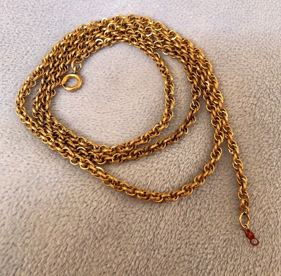 1950 Vintage 12K Gold Filled Triple Link Rope Chain Necklace 1/20