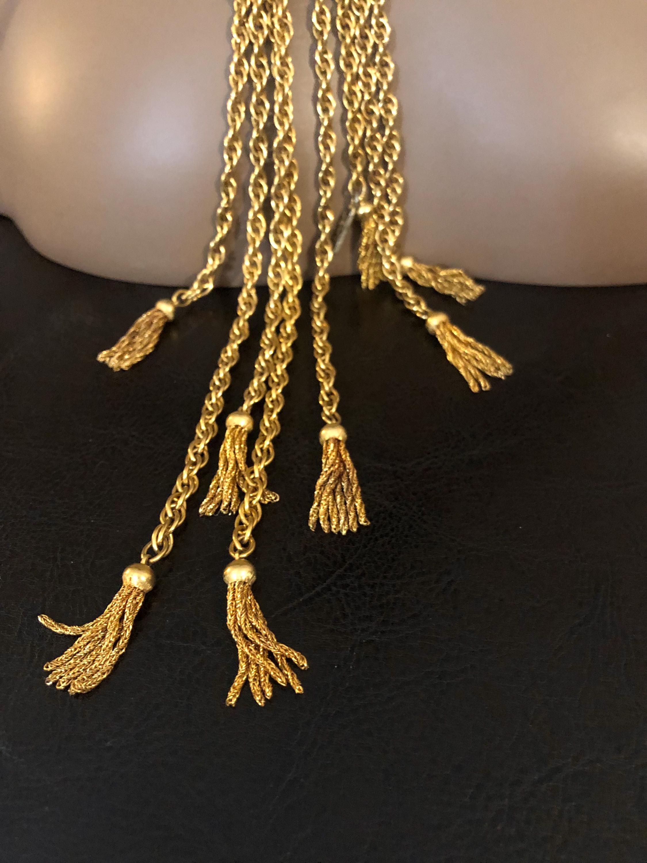 ヴィンテージ YSL タッセルチェーンベルトネックレス、イヴ・サン