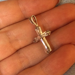 Sterling silver crystal Cross small pendant image 2