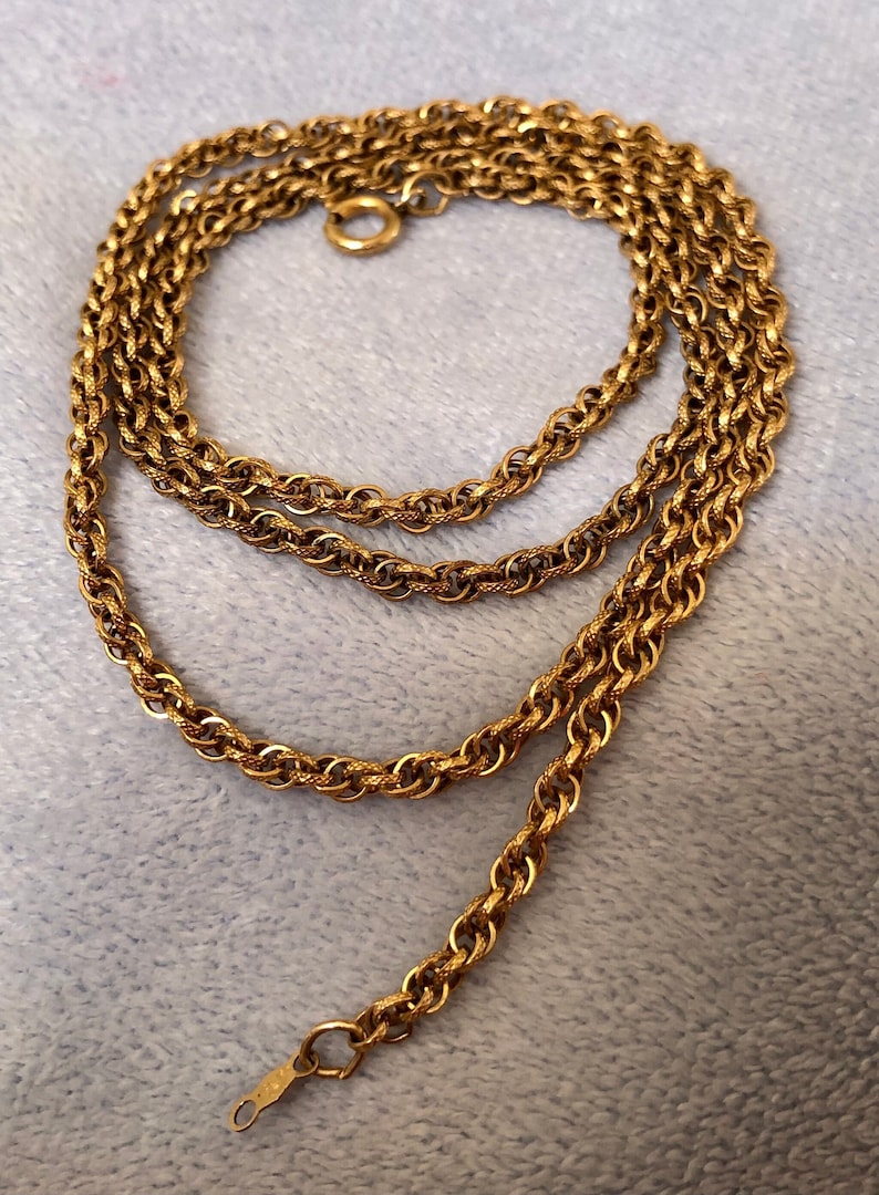 1950 Vintage 12K Gold Filled Triple Link Rope Chain Necklace 1/20 12K ...