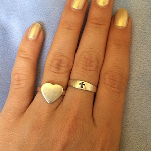 Vintage Sterling Silver plain Heart Signet Ring 7