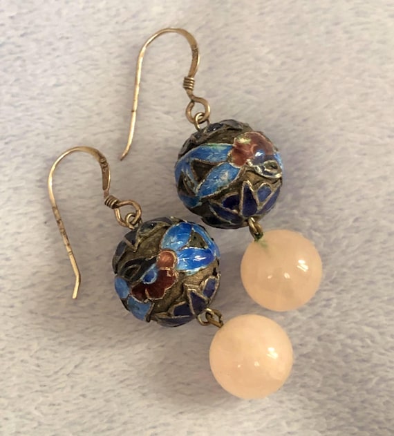 Art Deco Chinese Export Enamel Silver Orb Rose Qu… - image 1