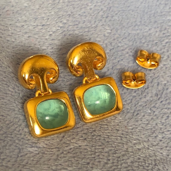 MMA Metropolitan Museum of Art Green Glass Earrings W 14k Gold