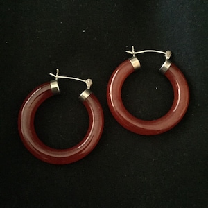Sterling Silver Gothic Jade Hoop Earrings