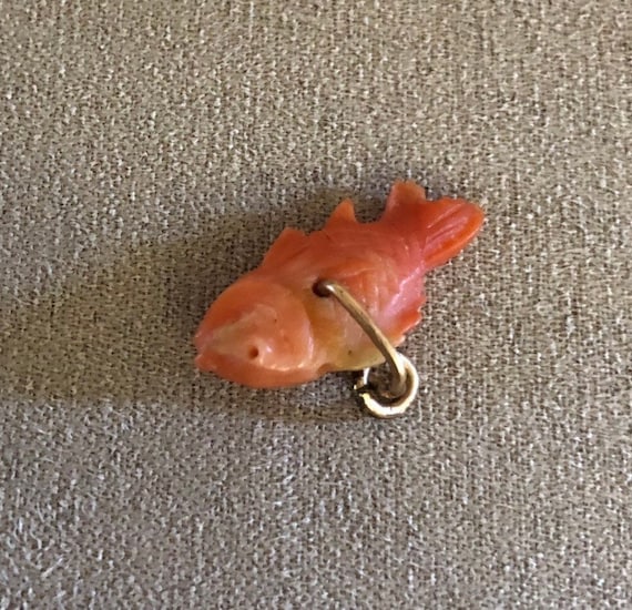 Antique Carved Coral Fish pendant or charm - image 7