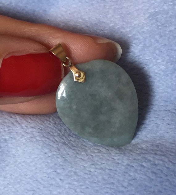 14K Solid Gold Jade Pendant - image 4