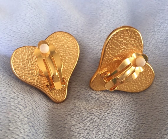 Vintage Jumbo Size CHANEL Heart Earrings Chanel Logo Earrings 