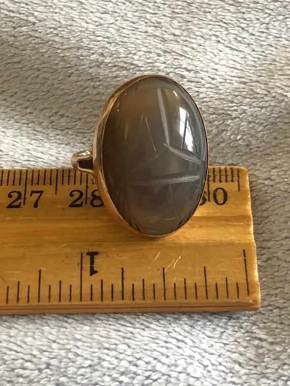 Art Deco Translucent Gray Lavender Chalcedony Car… - image 8