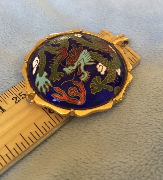 Large Vintage 1978 Givenchy Enamel Dragon Pendant - image 4