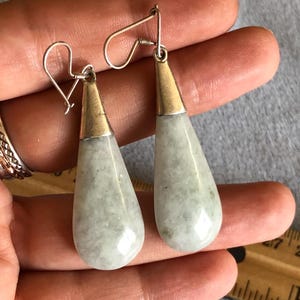 Art Deco Sterling Pendel Jade Droppörhängen