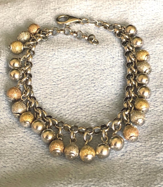 Textured and Solid Sterling Orb Charm Bracelet mu… - image 1