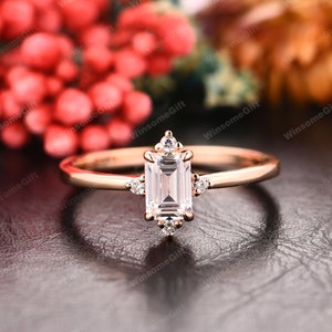 IGI Certified Emerald Cut Lab Grown Diamond Engagement Ring, Dainty Rose Gold Ring, Diamond Anniversary Ring, Lab Diamond Propose Ring