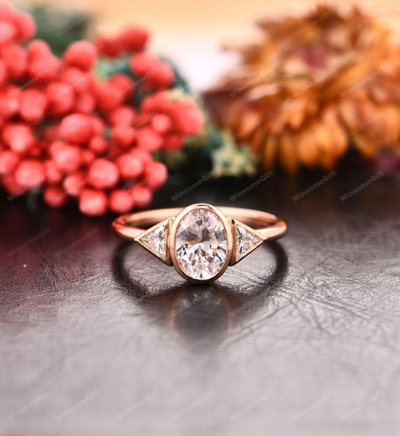 Bezel Setting Oval Cut Simulated Diamond Ring, Unique