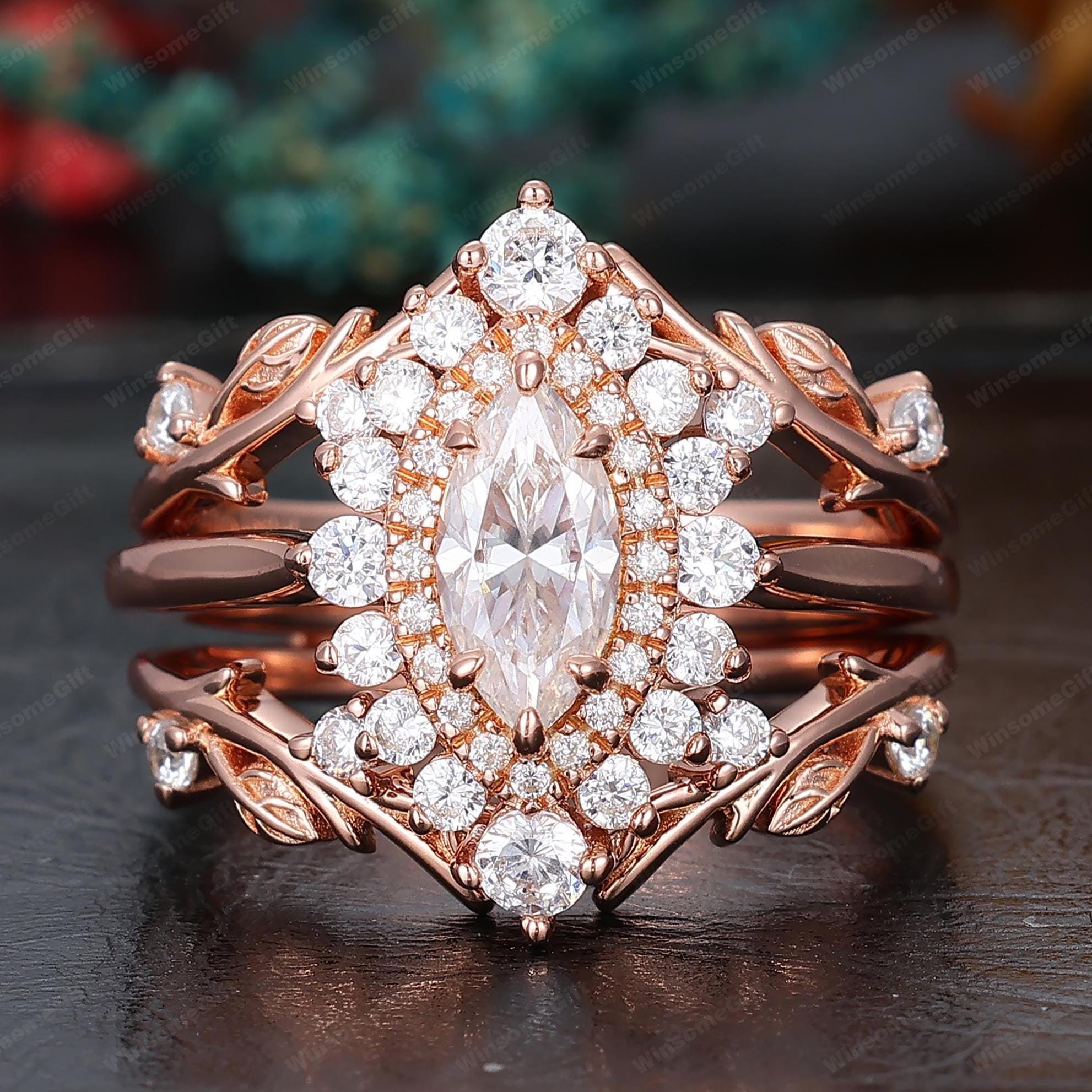 Bague De Fiançailles Style Art Déco - Simili Diamant 2 Ct - Plaqué Or Blanc 14K Sur Argent 925 - Taille 7 à 10