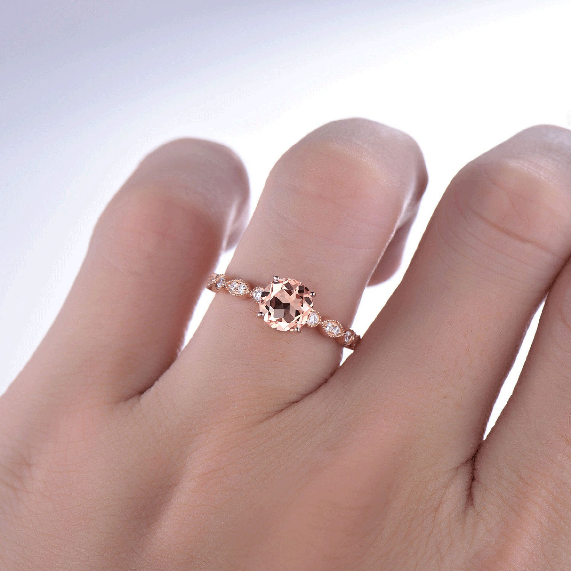 Unique Birthday Gift Ring Dainty 6.5mm Round Cut Natural Etsy